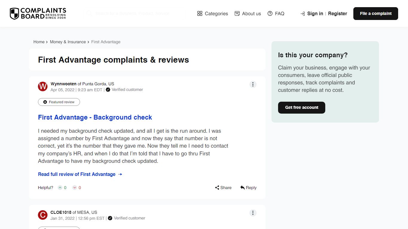 First Advantage Negative Reviews - Complaints Board.